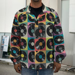 Vintage Vinyl Records Pattern Print Men's Shirt Jacket