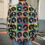 Vintage Vinyl Records Pattern Print Men's Shirt Jacket