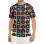 Vintage Vinyl Records Pattern Print Men's Short Sleeve Rash Guard