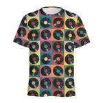 Vintage Vinyl Records Pattern Print Men's Sports T-Shirt
