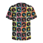 Vintage Vinyl Records Pattern Print Men's Sports T-Shirt