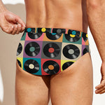 Vintage Vinyl Records Pattern Print Men's Swim Briefs