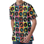 Vintage Vinyl Records Pattern Print Men's Velvet T-Shirt