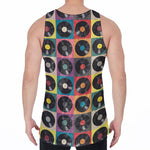 Vintage Vinyl Records Pattern Print Men's Velvet Tank Top