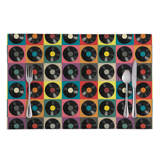 Vintage Vinyl Records Pattern Print Placemat