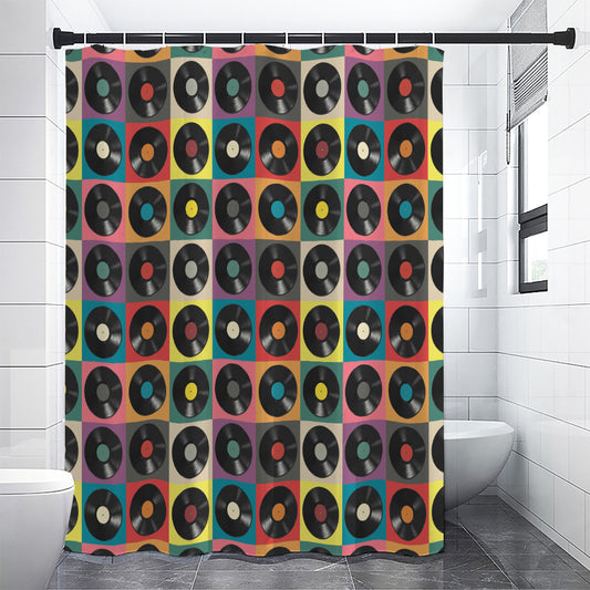 Vintage Vinyl Records Pattern Print Premium Shower Curtain