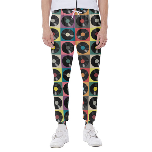 Vintage Vinyl Records Pattern Print Scuba Joggers