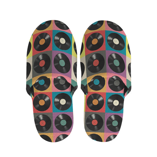 Vintage Vinyl Records Pattern Print Slippers
