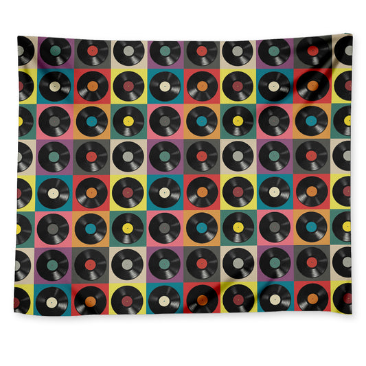 Vintage Vinyl Records Pattern Print Tapestry
