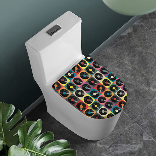 Vintage Vinyl Records Pattern Print Toilet Lid Cover