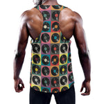 Vintage Vinyl Records Pattern Print Training Tank Top