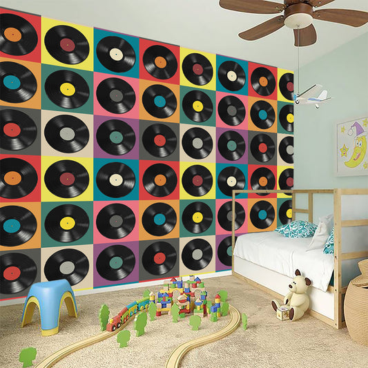 Vintage Vinyl Records Pattern Print Wall Sticker