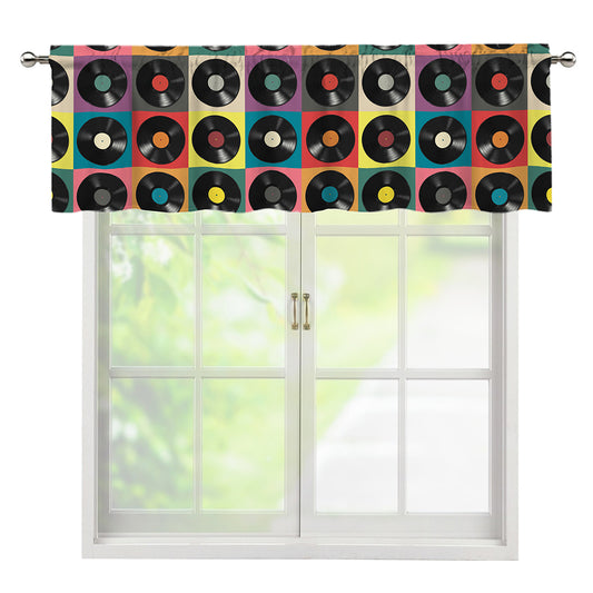 Vintage Vinyl Records Pattern Print Window Valance