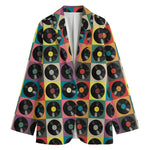 Vintage Vinyl Records Pattern Print Women's Blazer
