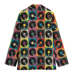 Vintage Vinyl Records Pattern Print Women's Blazer