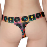 Vintage Vinyl Records Pattern Print Women's Thong