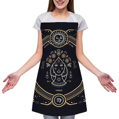 Vintage Virgo Zodiac Sign Print Adjustable Apron