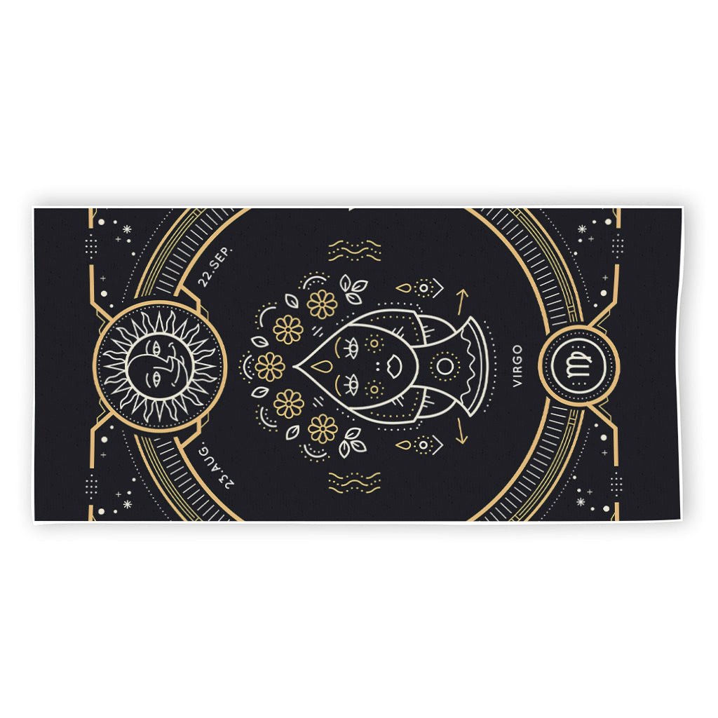 Vintage Virgo Zodiac Sign Print Beach Towel
