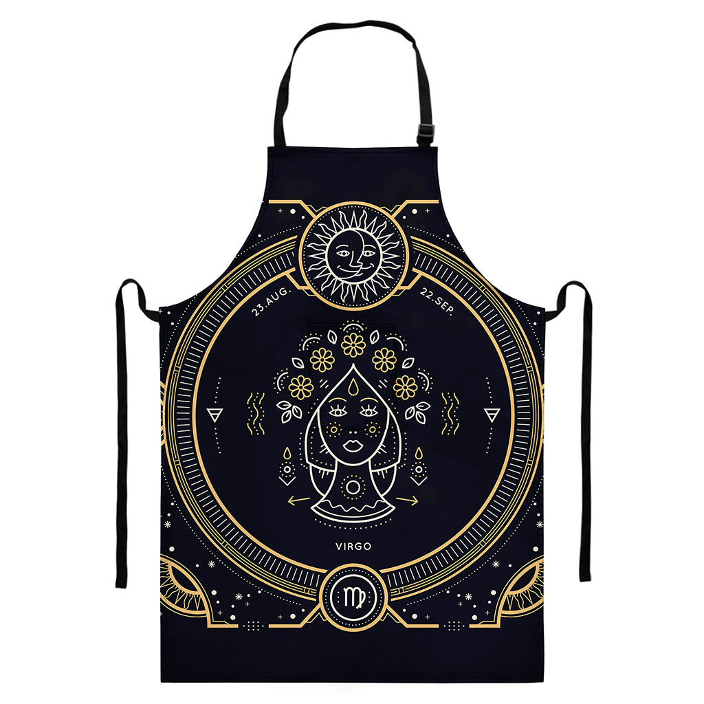 Vintage Virgo Zodiac Sign Print Bib Apron With Pocket