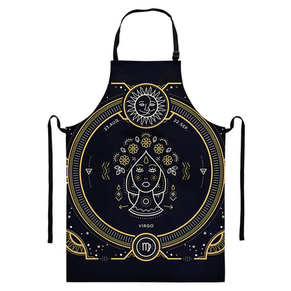 Vintage Virgo Zodiac Sign Print Bib Apron With Pocket