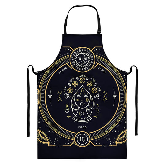Vintage Virgo Zodiac Sign Print Bib Apron With Pocket