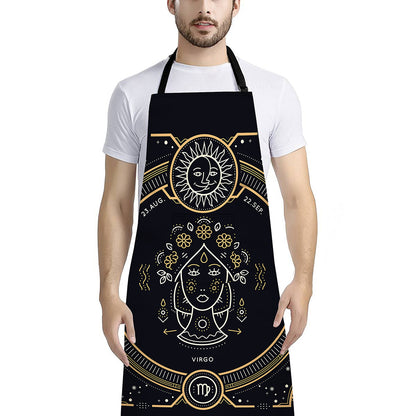 Vintage Virgo Zodiac Sign Print Bib Apron With Pocket