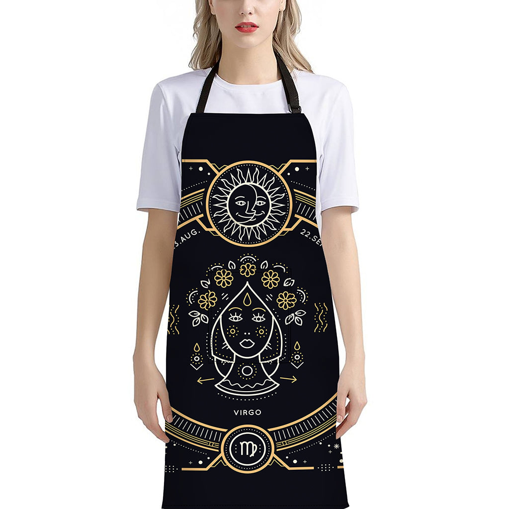 Vintage Virgo Zodiac Sign Print Bib Apron With Pocket