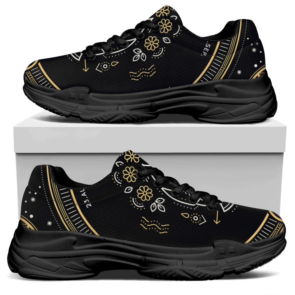 Vintage Virgo Zodiac Sign Print Black Chunky Shoes