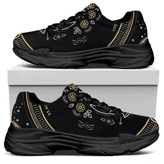 Vintage Virgo Zodiac Sign Print Black Chunky Shoes