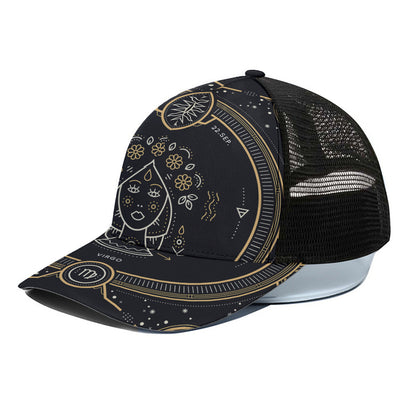 Vintage Virgo Zodiac Sign Print Black Mesh Trucker Cap