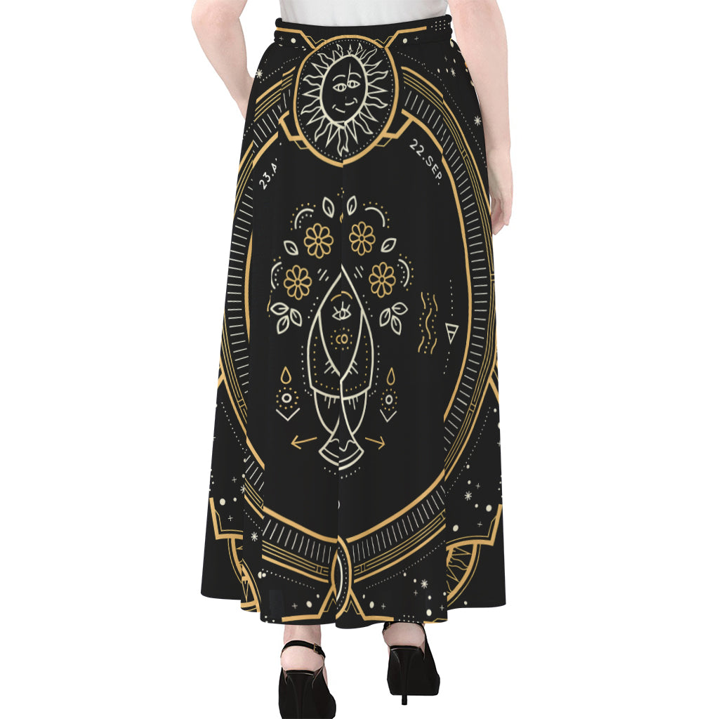 Vintage Virgo Zodiac Sign Print Chiffon Maxi Skirt