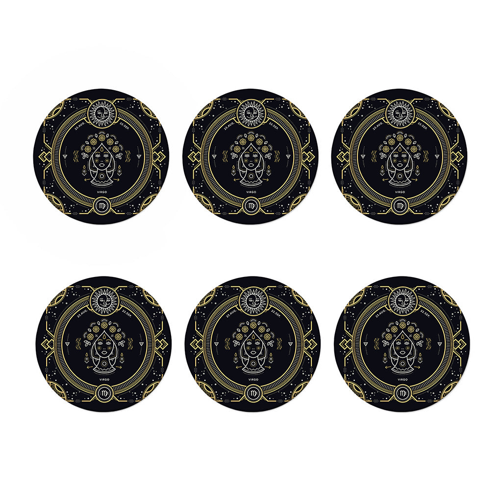 Vintage Virgo Zodiac Sign Print Coaster Set