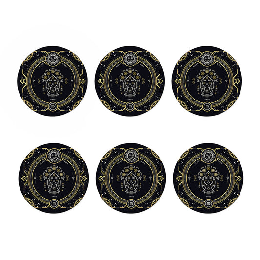 Vintage Virgo Zodiac Sign Print Coaster Set