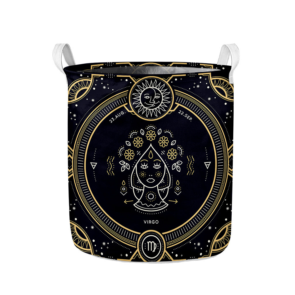 Vintage Virgo Zodiac Sign Print Collapsible Laundry Basket