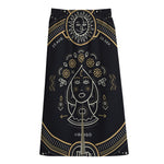 Vintage Virgo Zodiac Sign Print Cotton Front Slit Maxi Skirt