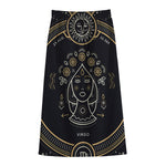 Vintage Virgo Zodiac Sign Print Cotton Front Slit Maxi Skirt