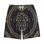 Vintage Virgo Zodiac Sign Print Cotton Shorts