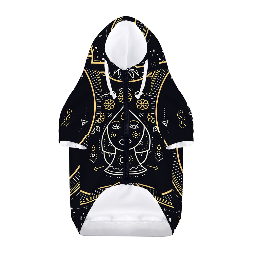 Vintage Virgo Zodiac Sign Print Dog Zip Up Hoodie