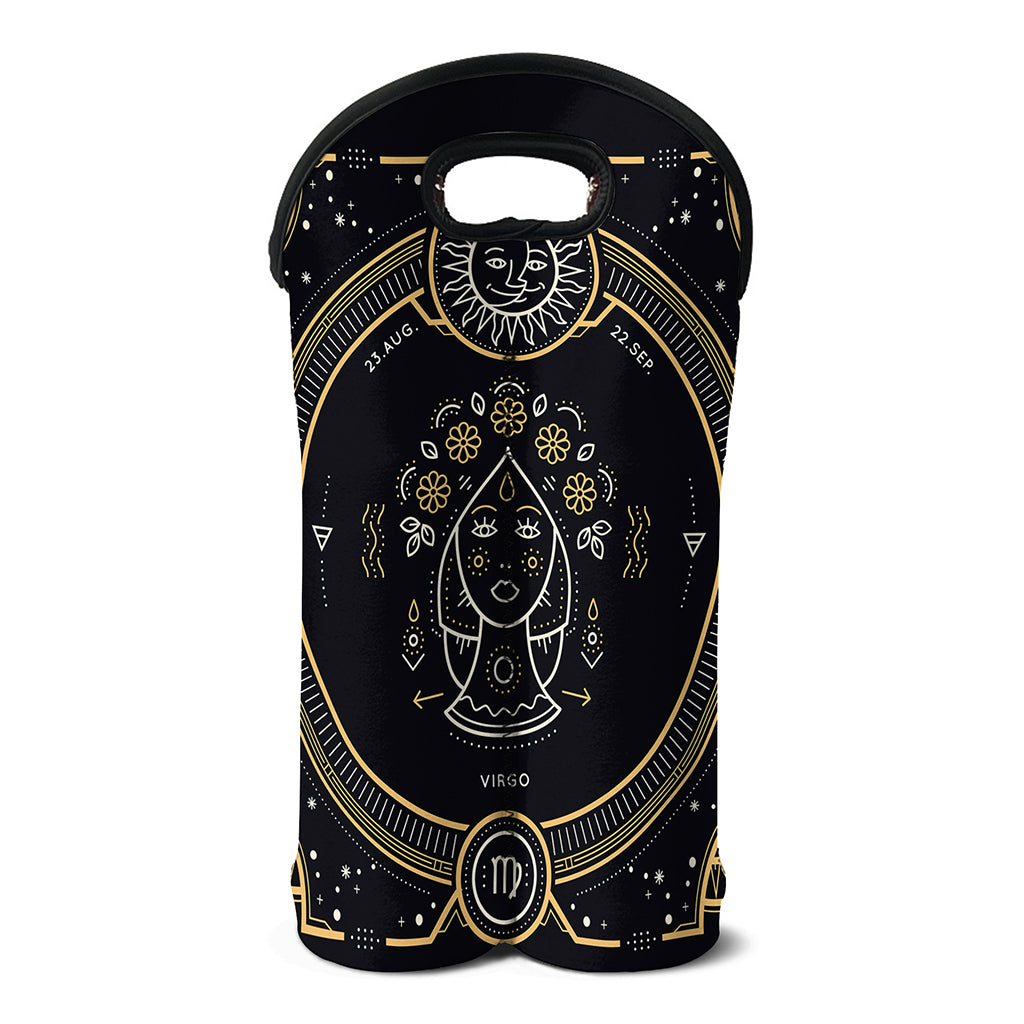 Vintage Virgo Zodiac Sign Print Double Neoprene Wine Tote