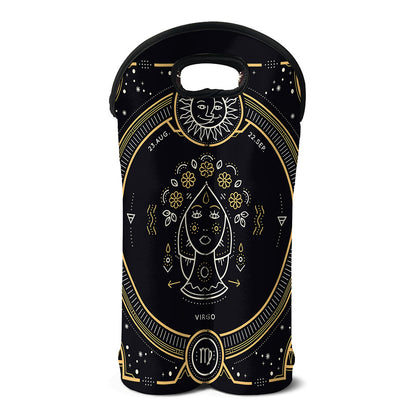 Vintage Virgo Zodiac Sign Print Double Neoprene Wine Tote