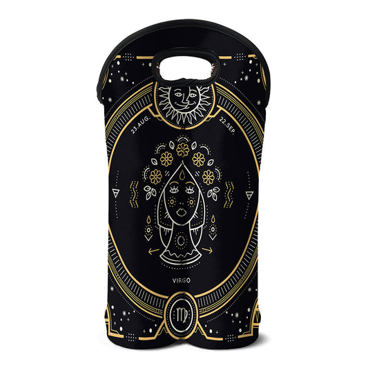 Vintage Virgo Zodiac Sign Print Double Neoprene Wine Tote