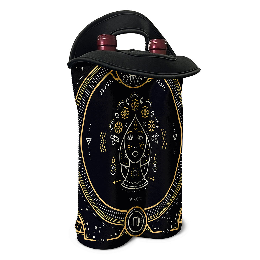 Vintage Virgo Zodiac Sign Print Double Neoprene Wine Tote