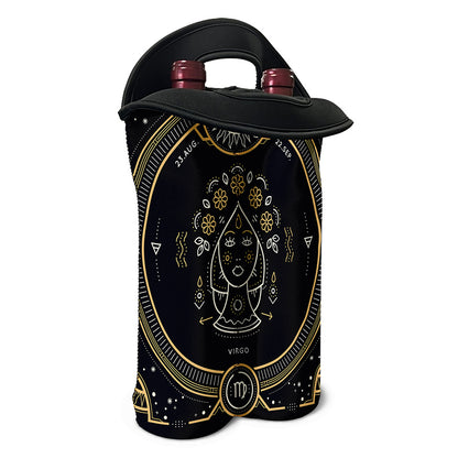 Vintage Virgo Zodiac Sign Print Double Neoprene Wine Tote