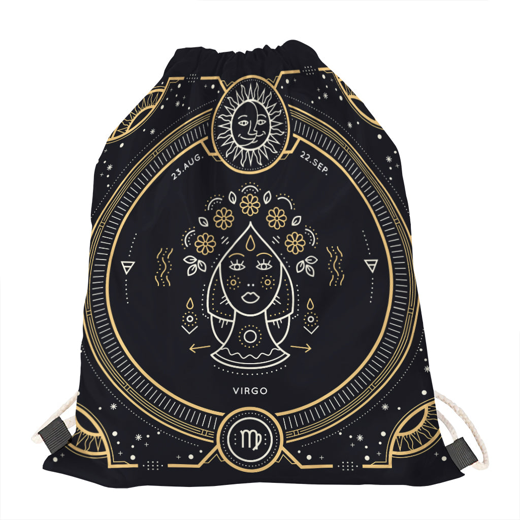 Vintage Virgo Zodiac Sign Print Drawstring Bag