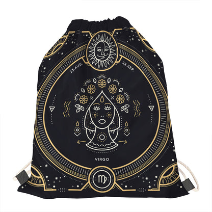 Vintage Virgo Zodiac Sign Print Drawstring Bag
