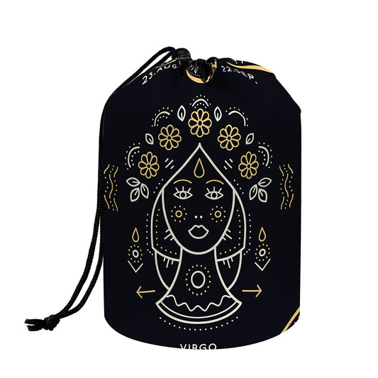 Vintage Virgo Zodiac Sign Print Drawstring Makeup Bag