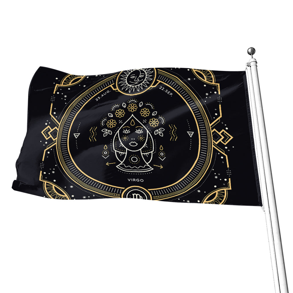 Vintage Virgo Zodiac Sign Print Flag