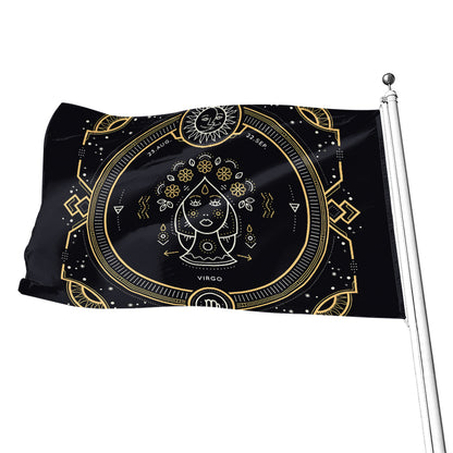 Vintage Virgo Zodiac Sign Print Flag