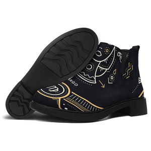 Vintage Virgo Zodiac Sign Print Flat Ankle Boots