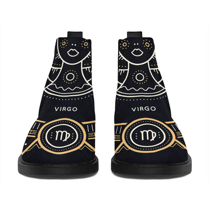 Vintage Virgo Zodiac Sign Print Flat Ankle Boots